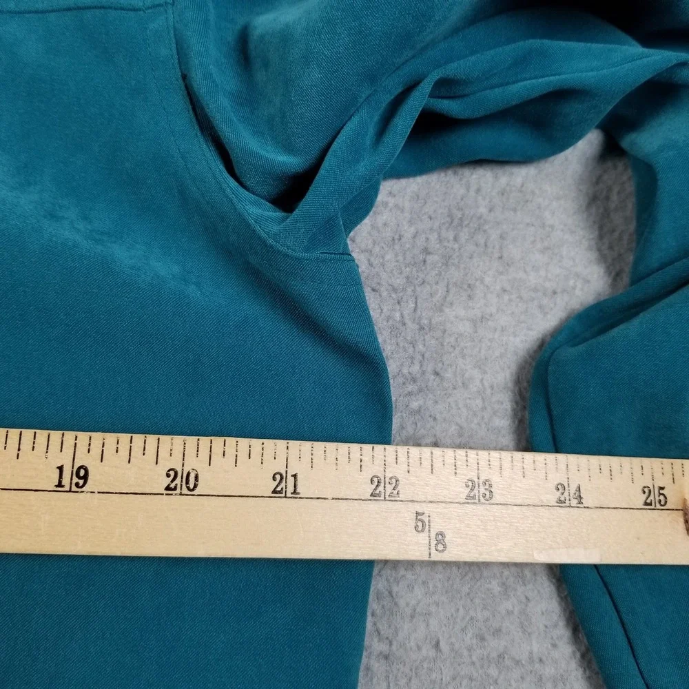 Allison Daley Button Up Shirt Women 12 Green Faux Suede Long Sleeve Collared Top
